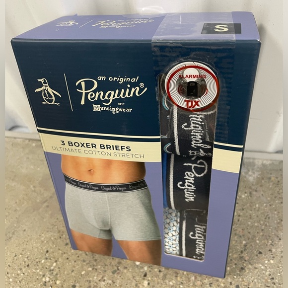 New in Box ORIGINAL PENGUIN Intimates 3 Pack Navy Boxer Brief Underwear size S - Picture 2 of 6